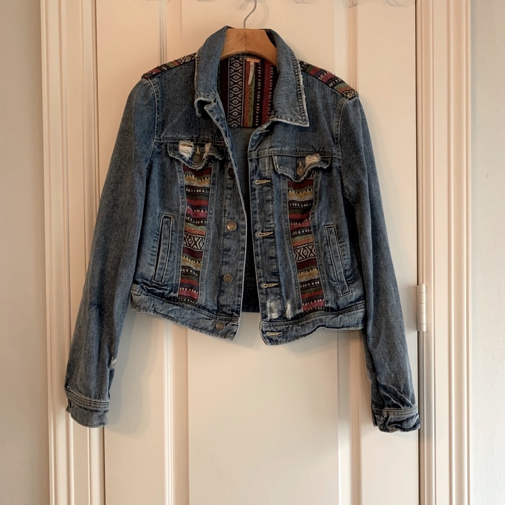 Free People Baja Aztec denim jean jacket